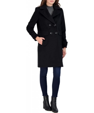 Double Breasted Walker Coat with Notch Lapel Black $17.22 Coats