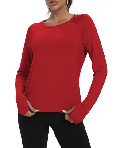 Mesh Back Workout Tops for Women Long Sleeve Athletic Yoga Tops Sports Running Shirt Red $13.74 Jackets