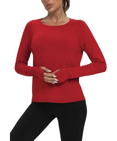 Mesh Back Workout Tops for Women Long Sleeve Athletic Yoga Tops Sports Running Shirt Red $13.74 Jackets