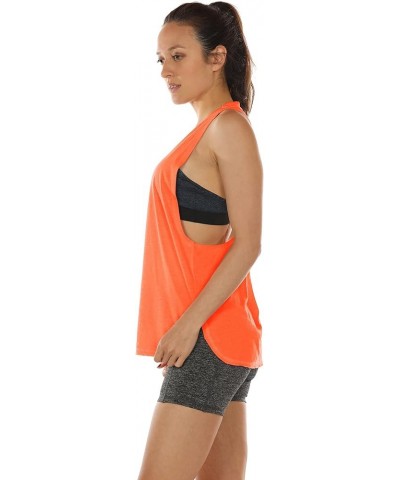 Women's Racerback High Neck Workout Athletic Yoga Muscle Tank Tops Black/Neon Green/Neon Orange $10.99 Activewear