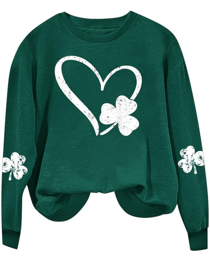 St. Patrick's Day Sweatshirt for Women Long Sleeve Casual Loose Pullover Tops Trendy Blouses Clover Graphic Shirts T28green L...