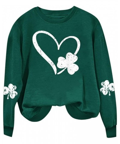 St. Patrick's Day Sweatshirt for Women Long Sleeve Casual Loose Pullover Tops Trendy Blouses Clover Graphic Shirts T28green L...