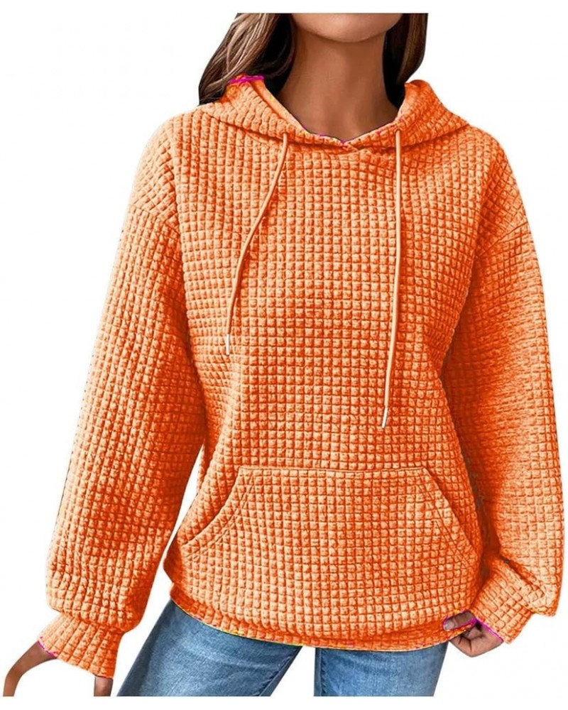 Women's Quilted Pattern Sweatshirt Hoodies Lightweight Crewneck / 1/4 Zip Long Sleeve Ladies Thermal Casual Jacket C-orange $...