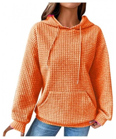 Women's Quilted Pattern Sweatshirt Hoodies Lightweight Crewneck / 1/4 Zip Long Sleeve Ladies Thermal Casual Jacket C-orange $...