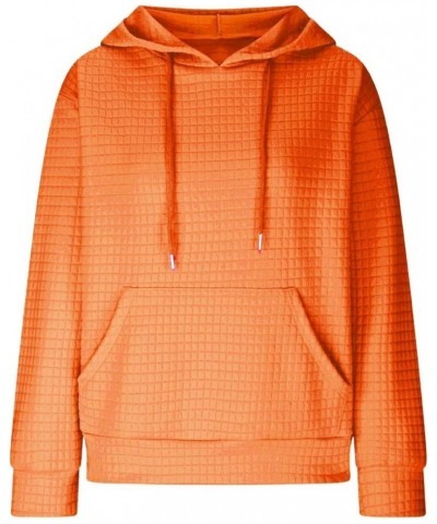 Women's Quilted Pattern Sweatshirt Hoodies Lightweight Crewneck / 1/4 Zip Long Sleeve Ladies Thermal Casual Jacket C-orange $...