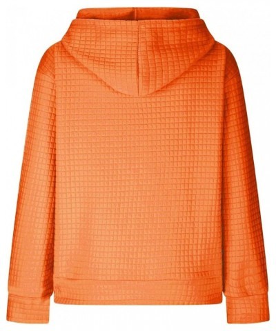 Women's Quilted Pattern Sweatshirt Hoodies Lightweight Crewneck / 1/4 Zip Long Sleeve Ladies Thermal Casual Jacket C-orange $...