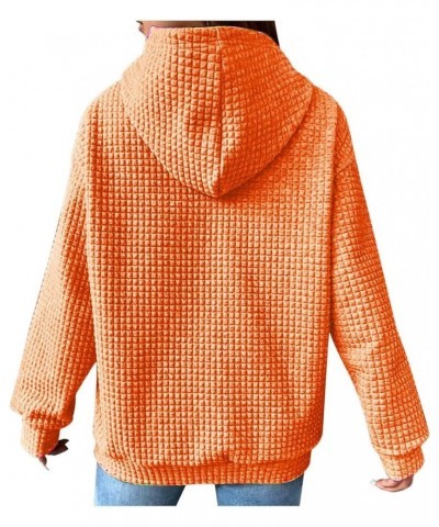 Women's Quilted Pattern Sweatshirt Hoodies Lightweight Crewneck / 1/4 Zip Long Sleeve Ladies Thermal Casual Jacket C-orange $...