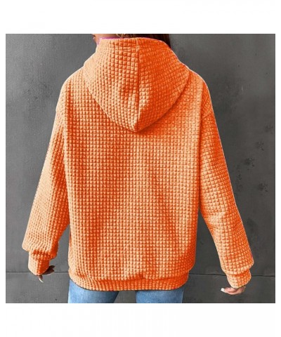 Women's Quilted Pattern Sweatshirt Hoodies Lightweight Crewneck / 1/4 Zip Long Sleeve Ladies Thermal Casual Jacket C-orange $...