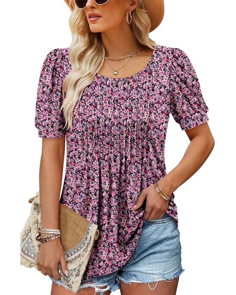 Womens Summer Tops Pleated Sleeveless Tunic Tank Tops Short Sleeve Tops Shirts 6-purple Garden $11.75 Tops