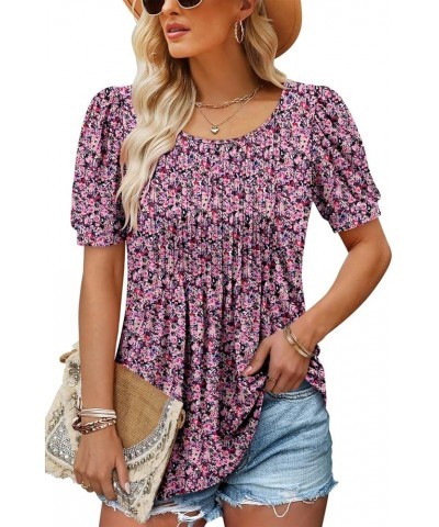 Womens Summer Tops Pleated Sleeveless Tunic Tank Tops Short Sleeve Tops Shirts 6-purple Garden $11.75 Tops