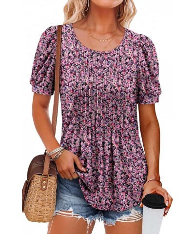 Womens Summer Tops Pleated Sleeveless Tunic Tank Tops Short Sleeve Tops Shirts 6-purple Garden $11.75 Tops