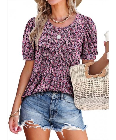 Womens Summer Tops Pleated Sleeveless Tunic Tank Tops Short Sleeve Tops Shirts 6-purple Garden $11.75 Tops