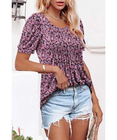 Womens Summer Tops Pleated Sleeveless Tunic Tank Tops Short Sleeve Tops Shirts 6-purple Garden $11.75 Tops