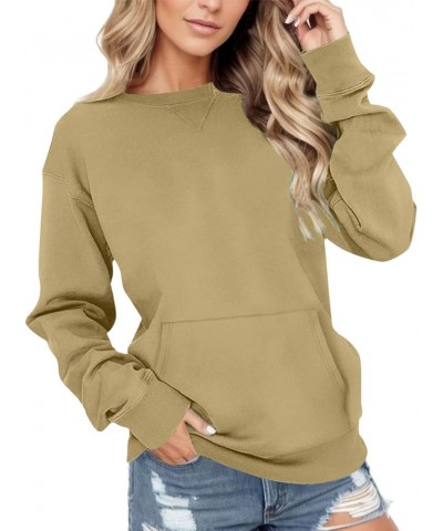 Gradient Color Sweatshirt for Women Long Sleeve Crew Neck Casual Loose Pullover Date Walking Loose Hoodie Tops C-khaki $9.62 ...