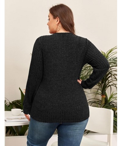 Cucuchy Womens Plus Size Sweaters Casual Long Sleeve V Neck Lightweight Tunics Tops Black $16.82 Sweaters