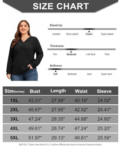 Cucuchy Womens Plus Size Sweaters Casual Long Sleeve V Neck Lightweight Tunics Tops Black $16.82 Sweaters