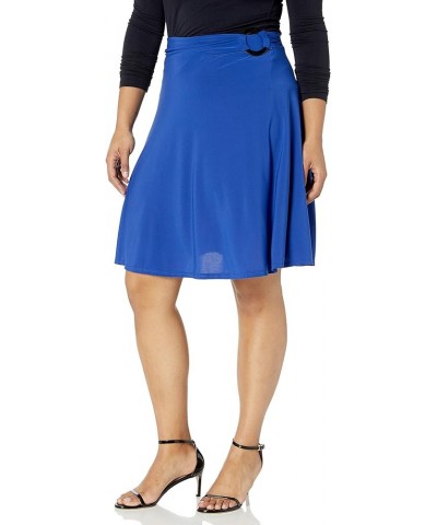 Women's Plus Size Midi-Length Full Sweep Ity Knit Skirt with O-Ring Adjuststable Waist Detail Royal $11.24 Skirts