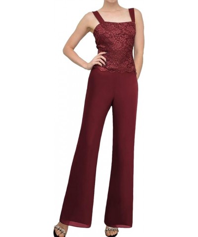 Mother of The Bride Pants Suits 3 Pieces Evening Formal Dresses for Wedding Guest Groom Dress Lace Jacket Women's Fuchsia $40...