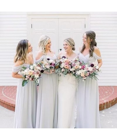 Women's Off Shoulder Bridesmaid Dresses Floor Length with Pockets A Line Chiffon Formal Dress Pleated Teal $29.89 Dresses