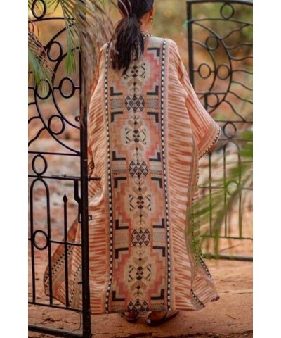 Women's Boho Kimono Long Cardigan Roomy Loungewear Oversized Kaftan Beach Dress Cover Ups Robes E Pink $13.80 Swimsuits