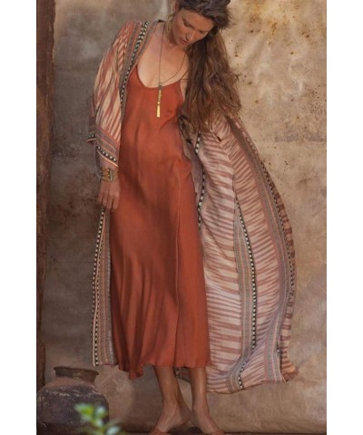 Women's Boho Kimono Long Cardigan Roomy Loungewear Oversized Kaftan Beach Dress Cover Ups Robes E Pink $13.80 Swimsuits