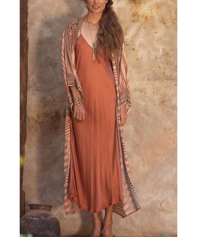 Women's Boho Kimono Long Cardigan Roomy Loungewear Oversized Kaftan Beach Dress Cover Ups Robes E Pink $13.80 Swimsuits