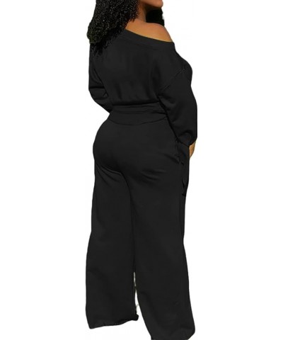 Women's Casual 2 Piece Jumpsuit Set Hoodie and Sweatpants Set Jogging Suits Black 5403 $18.97 Hoodies & Sweatshirts