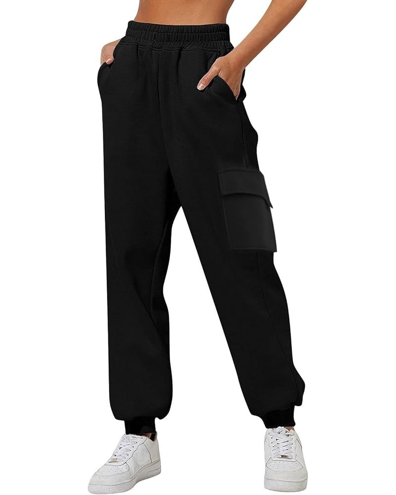 Cargo Sweatpants for Women Casual Baggy Elastic Sweatpants Fashion Cargo Joggers with Pockets 2024 Spring Outfits A2-black $7...