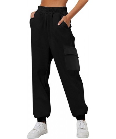 Cargo Sweatpants for Women Casual Baggy Elastic Sweatpants Fashion Cargo Joggers with Pockets 2024 Spring Outfits A2-black $7...