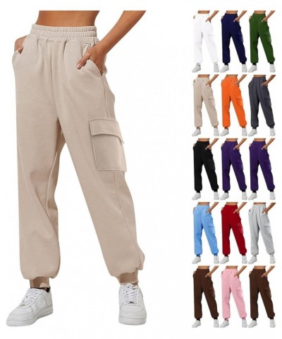 Cargo Sweatpants for Women Casual Baggy Elastic Sweatpants Fashion Cargo Joggers with Pockets 2024 Spring Outfits A2-black $7...