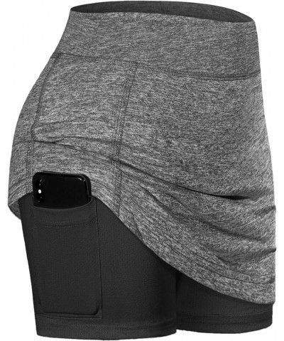 Women Tennis Skirts Inner Shorts Elastic Sports Golf Skorts with Pockets Grey $14.30 Skorts