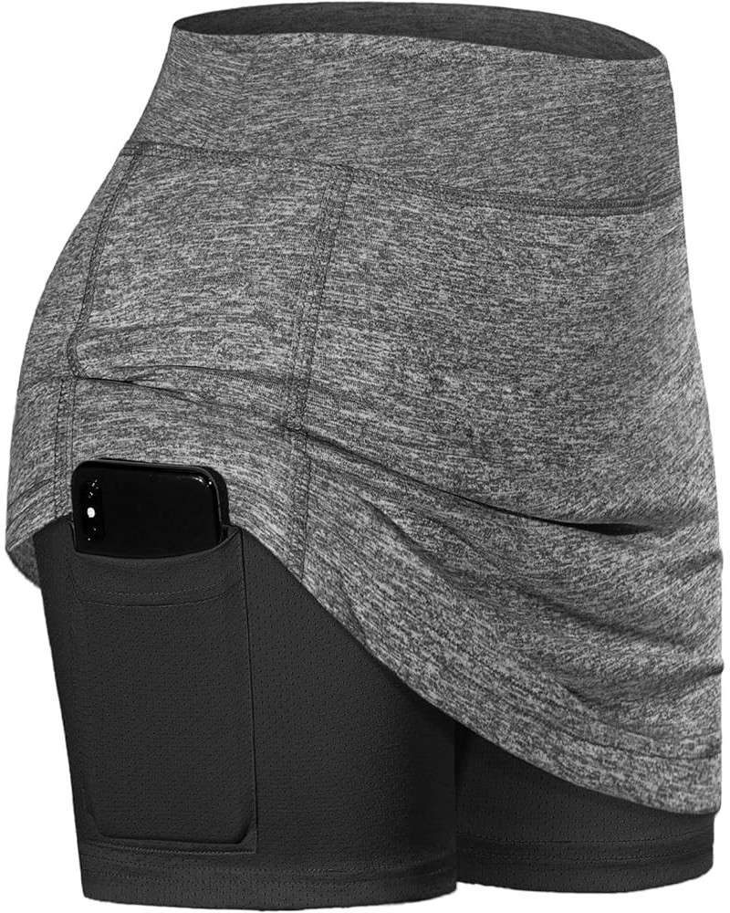 Women Tennis Skirts Inner Shorts Elastic Sports Golf Skorts with Pockets Grey $14.30 Skorts