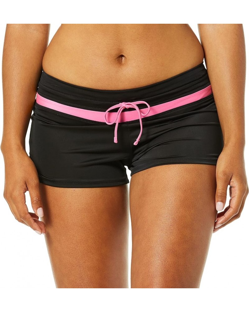 Women's Swimsuit Beach Shorts Tankini Bottom Boyshorts with Liner Black/Pink $11.19 Swimsuits