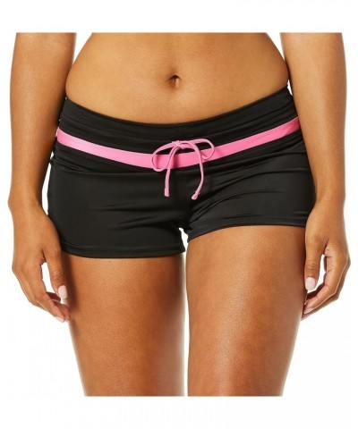 Women's Swimsuit Beach Shorts Tankini Bottom Boyshorts with Liner Black/Pink $11.19 Swimsuits