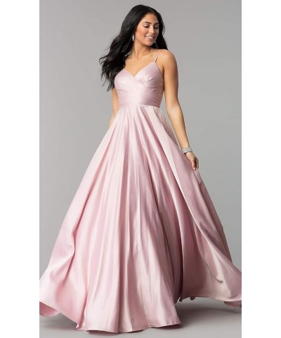 Women's Spaghetti Straps Satin Prom Dresses with Pockets V Neck Pleated Formal Evening Ball Gowns Plum $43.99 Dresses