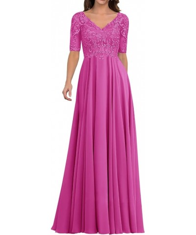 Mother of The Bride Dresses Long Wedding Guest Dresses for Women Appliques Formal Gowns Fuchsia $40.43 Dresses