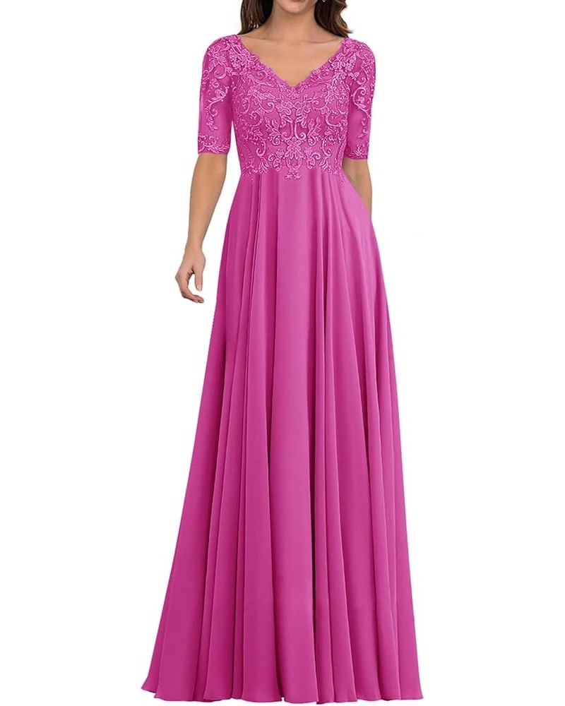 Mother of The Bride Dresses Long Wedding Guest Dresses for Women Appliques Formal Gowns Fuchsia $40.43 Dresses