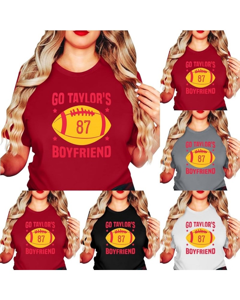 Go Taylorsboyfriend Print T Shirts for Women, Short Sleeve Graphic Tees Vintage Crew Neck Womens Tops Blouses 1-black $9.90 T...