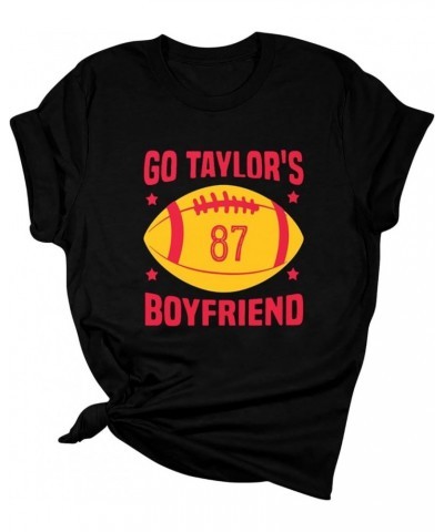 Go Taylorsboyfriend Print T Shirts for Women, Short Sleeve Graphic Tees Vintage Crew Neck Womens Tops Blouses 1-black $9.90 T...