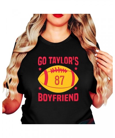 Go Taylorsboyfriend Print T Shirts for Women, Short Sleeve Graphic Tees Vintage Crew Neck Womens Tops Blouses 1-black $9.90 T...