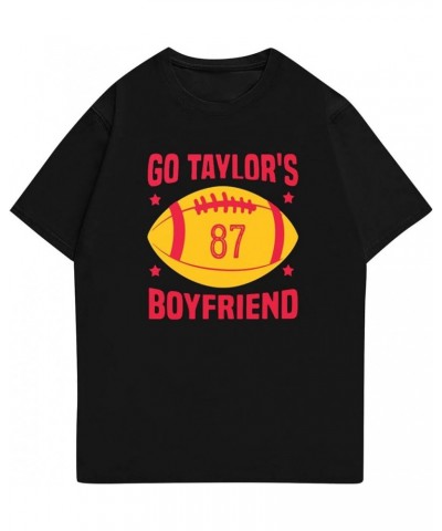 Go Taylorsboyfriend Print T Shirts for Women, Short Sleeve Graphic Tees Vintage Crew Neck Womens Tops Blouses 1-black $9.90 T...