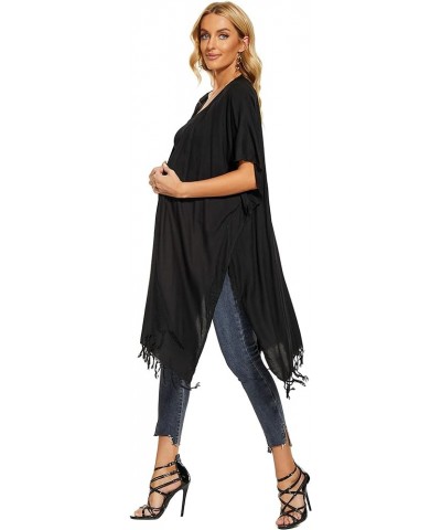 Women Long Solid Kimono Cardigan Shawl Wrap Swimsuit Cover Up Jacket One Size Black $18.24 Swimsuits