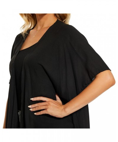 Women Long Solid Kimono Cardigan Shawl Wrap Swimsuit Cover Up Jacket One Size Black $18.24 Swimsuits