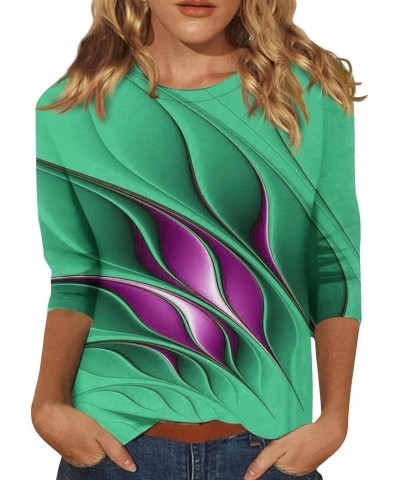 Womens Mardi Gras Shirts 3/4 Sleeve Crewneck Cute Tops Casual Print Trendy Tops Three Quarter Length T Shirt 23-green $10.19 ...