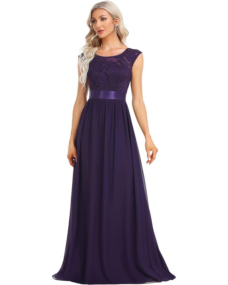 Women's Women's Crew Neck Ruched Empire Wasit Bridesmaid Dresses A:purple $43.22 Dresses