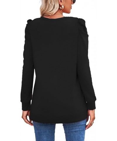 Puff Sleeve Shirts for Women - Casual Fashion Long Sleeve Tops for Womens Trendy Womens Puff Sleeves Shirt - Black $10.57 T-S...