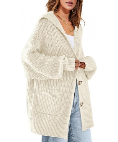 Women's Long Sleeve Button Lapel Cardigan Sweater Oversized Chunky Knit Slouchy Outerwear Beige $25.51 Sweaters