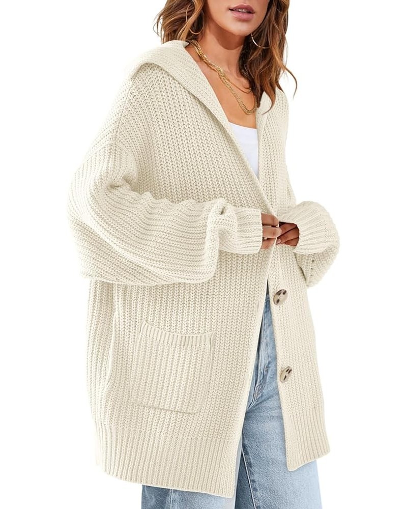 Women's Long Sleeve Button Lapel Cardigan Sweater Oversized Chunky Knit Slouchy Outerwear Beige $25.51 Sweaters