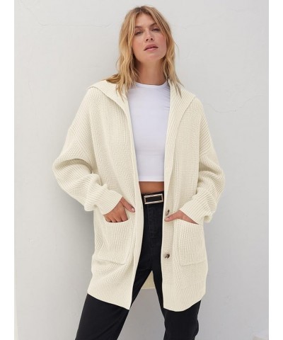 Women's Long Sleeve Button Lapel Cardigan Sweater Oversized Chunky Knit Slouchy Outerwear Beige $25.51 Sweaters