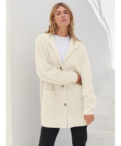 Women's Long Sleeve Button Lapel Cardigan Sweater Oversized Chunky Knit Slouchy Outerwear Beige $25.51 Sweaters